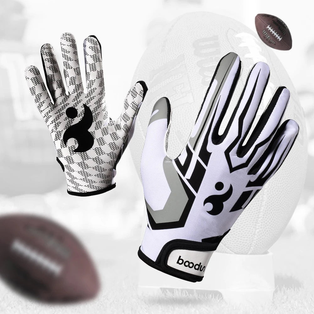 1 Pair Rugby Gloves Full Finger Anti Slip Gel Baseball American Football Gloves Outdoor Sport Gloves for Men Women