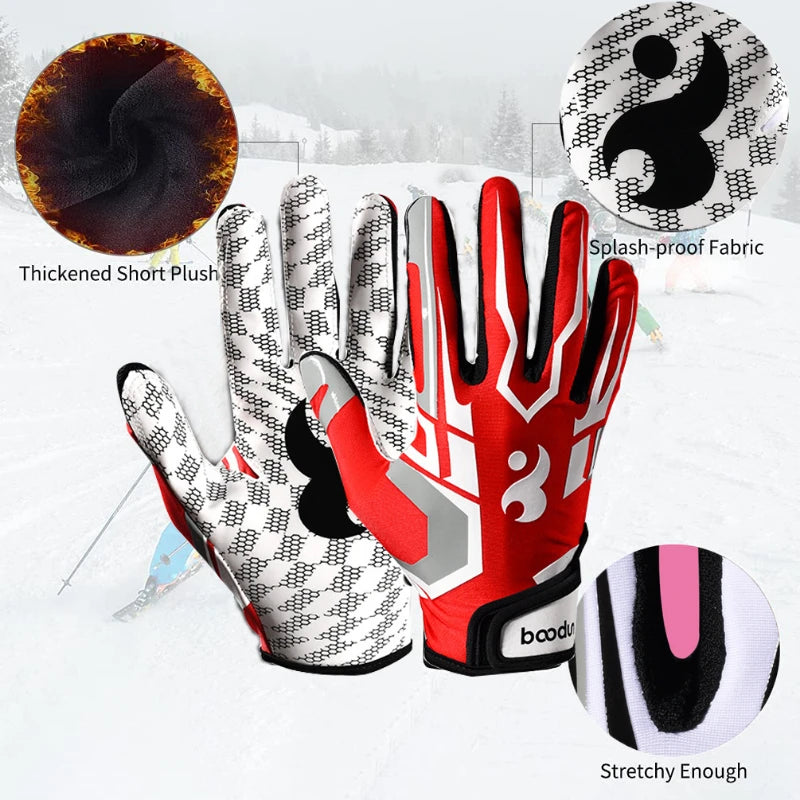 1 Pair Rugby Gloves Full Finger Anti Slip Gel Baseball American Football Gloves Outdoor Sport Gloves for Men Women